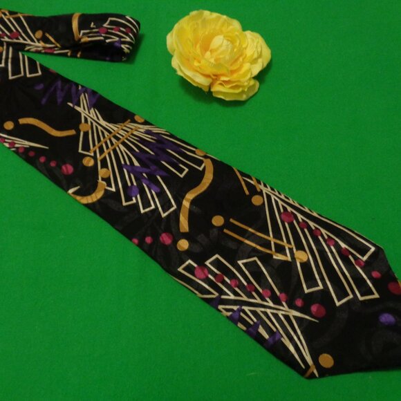 RETRO JAZZ BAR SILK MODERNIST TIE BY SPENCER & NOBLE - Picture 2 of 3